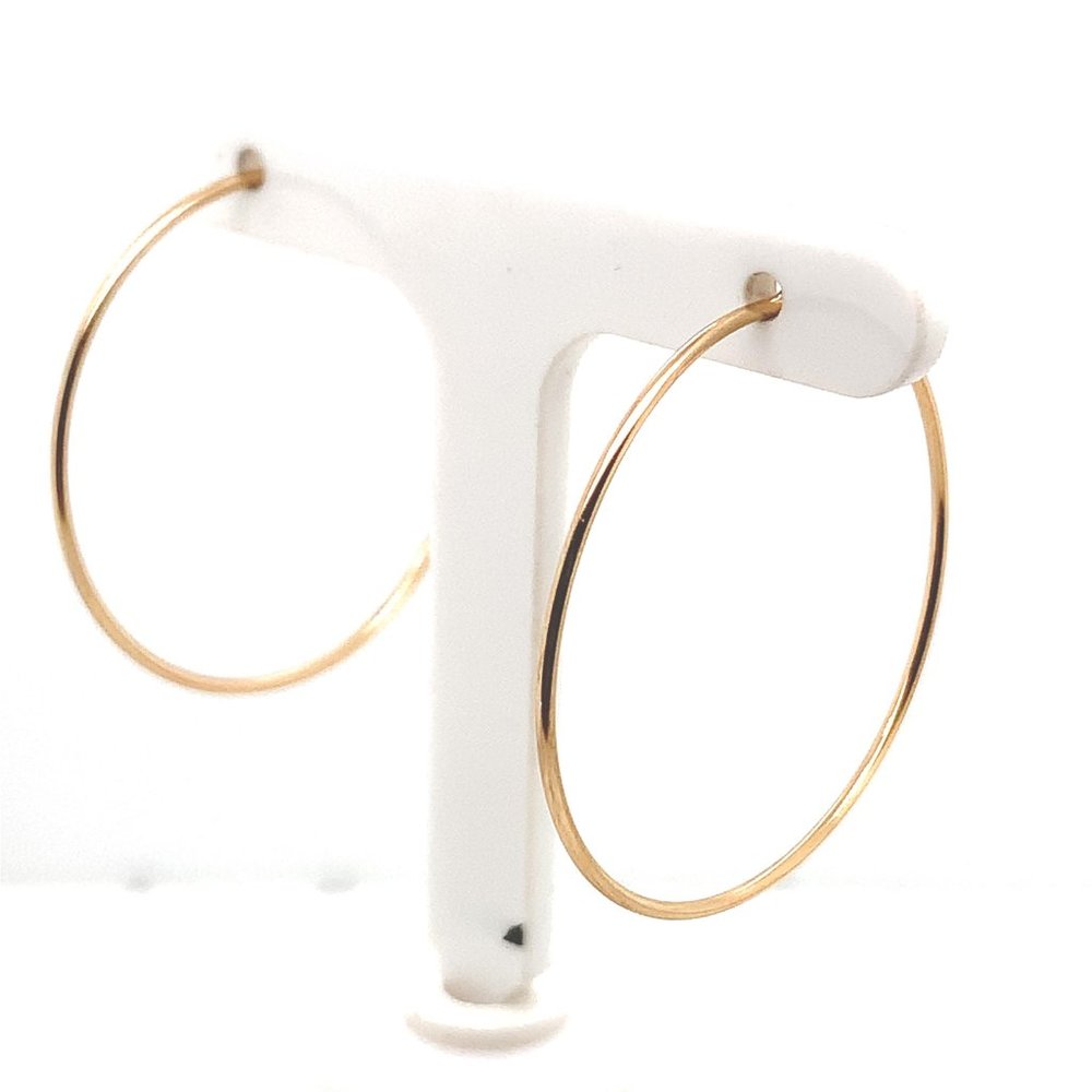 14K Yellow Gold 1.25" Thin Hoop Earrings